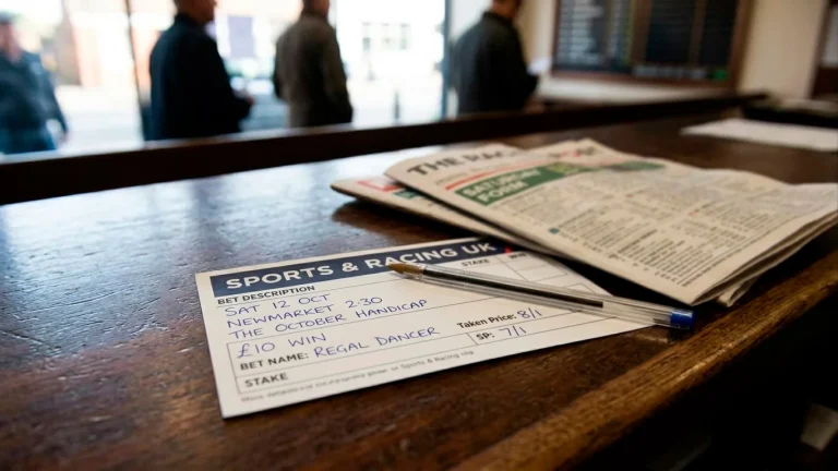A betting slip annotated to show the taken price and the starting price, illustrating how Best Odds Guaranteed pays the larger of the two on the win leg